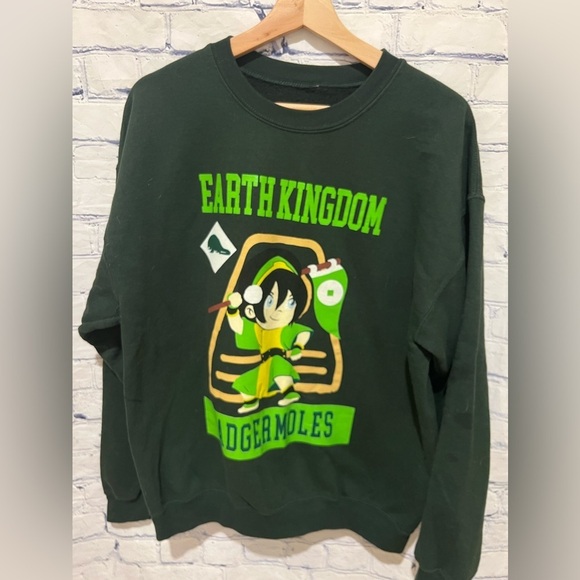 Avatar Earth Kingdom Badgermoles Sweatshirt Size L Green Long Sleeve - Picture 1 of 4